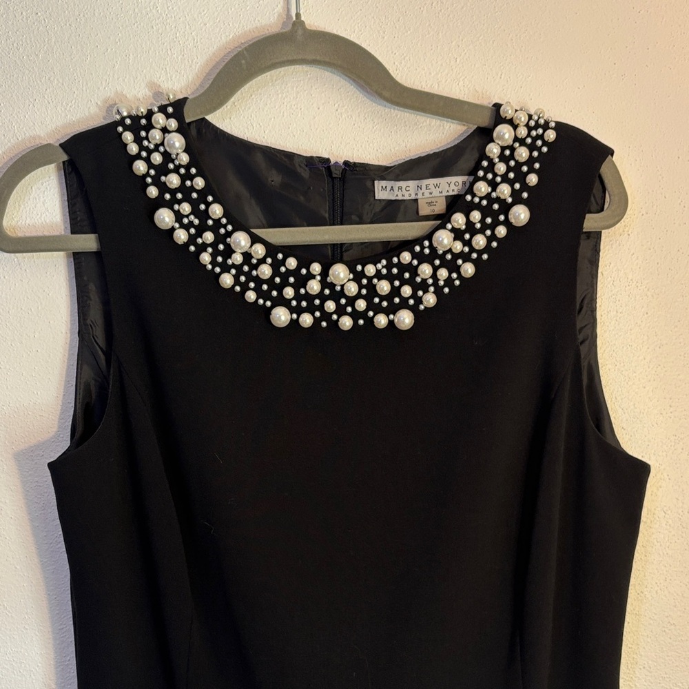 Andrew Marc Black Dress with Pearl Embellishments - Picture 3 of 6